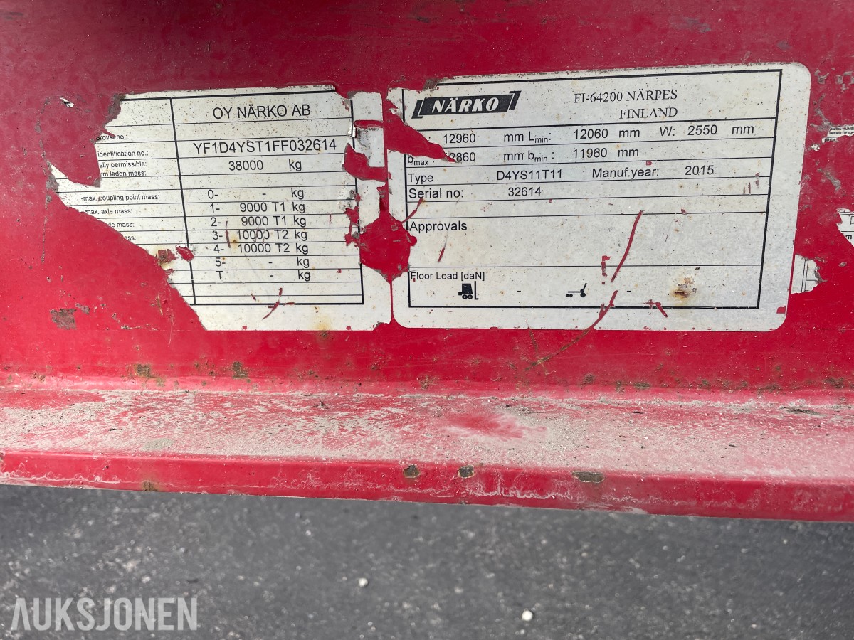 2015 Närko D4YS11T11 tømmerhenger med Exte banker