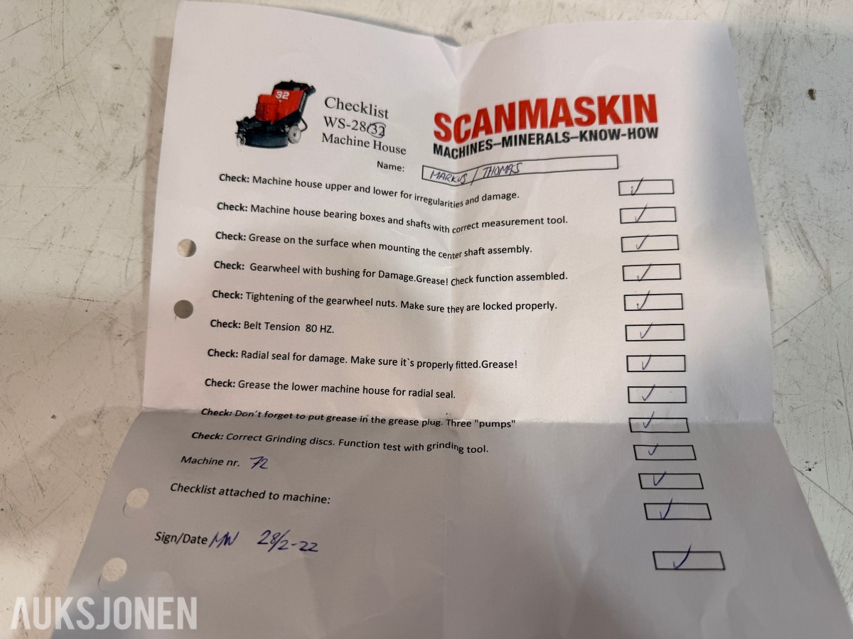 2022 Scanmaskin WS32 RC betongslipemaskin med Zyklon JetPuls V8 industristøvsuger