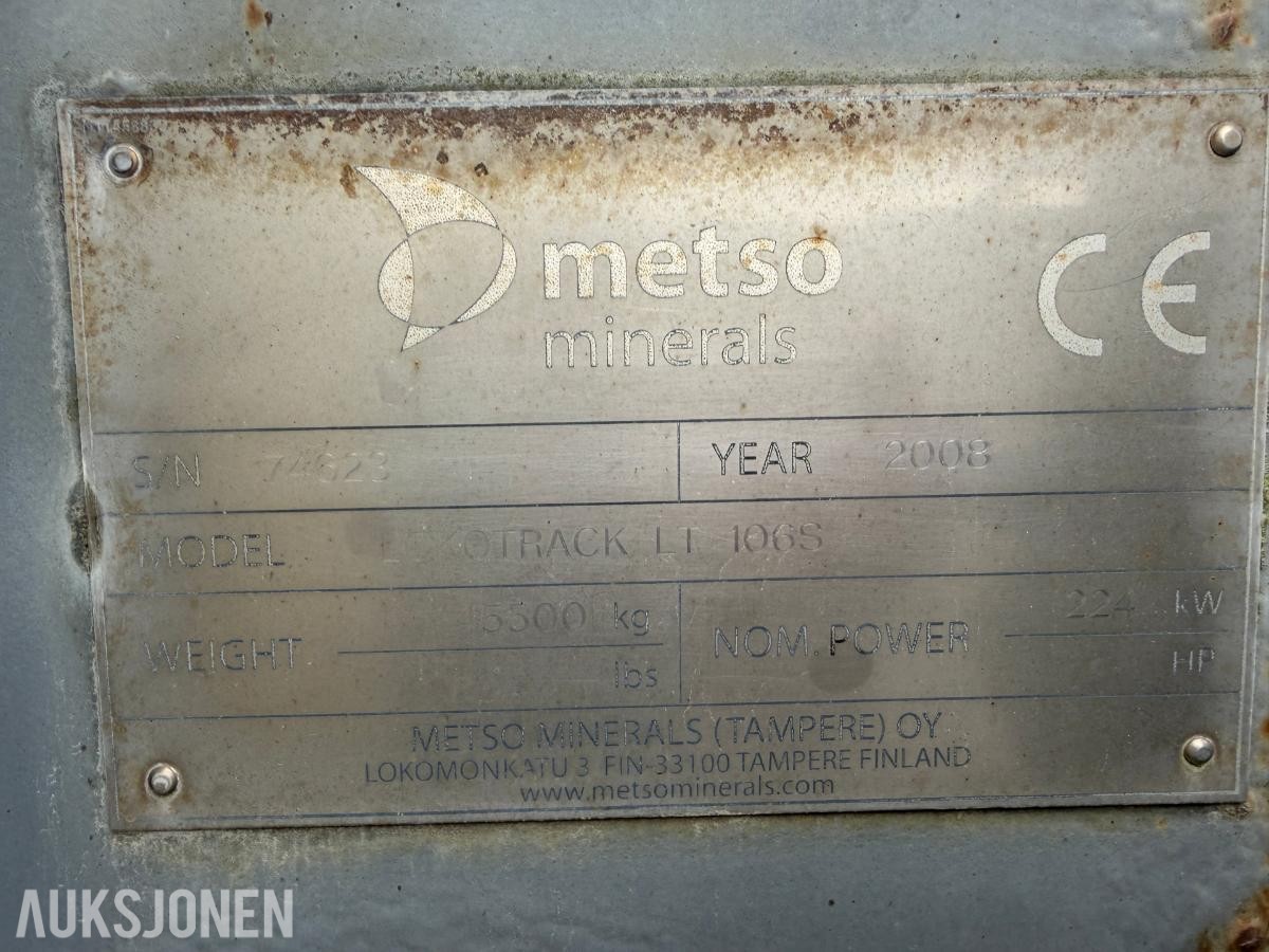 2008 Metso Lokotrack LT106S knuseverk med hengersikt – Reparasjonsobjekt