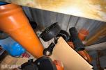 Container med rørdeler og diverse