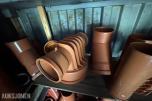 Container med rørdeler og diverse