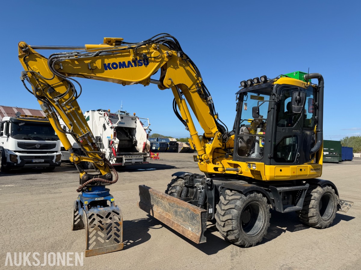 2024 Komatsu PW98 MR Hjulgraver med knekkbom, skjær, støttelabber, og fast sorteringsklype - Kun 1095 timer
