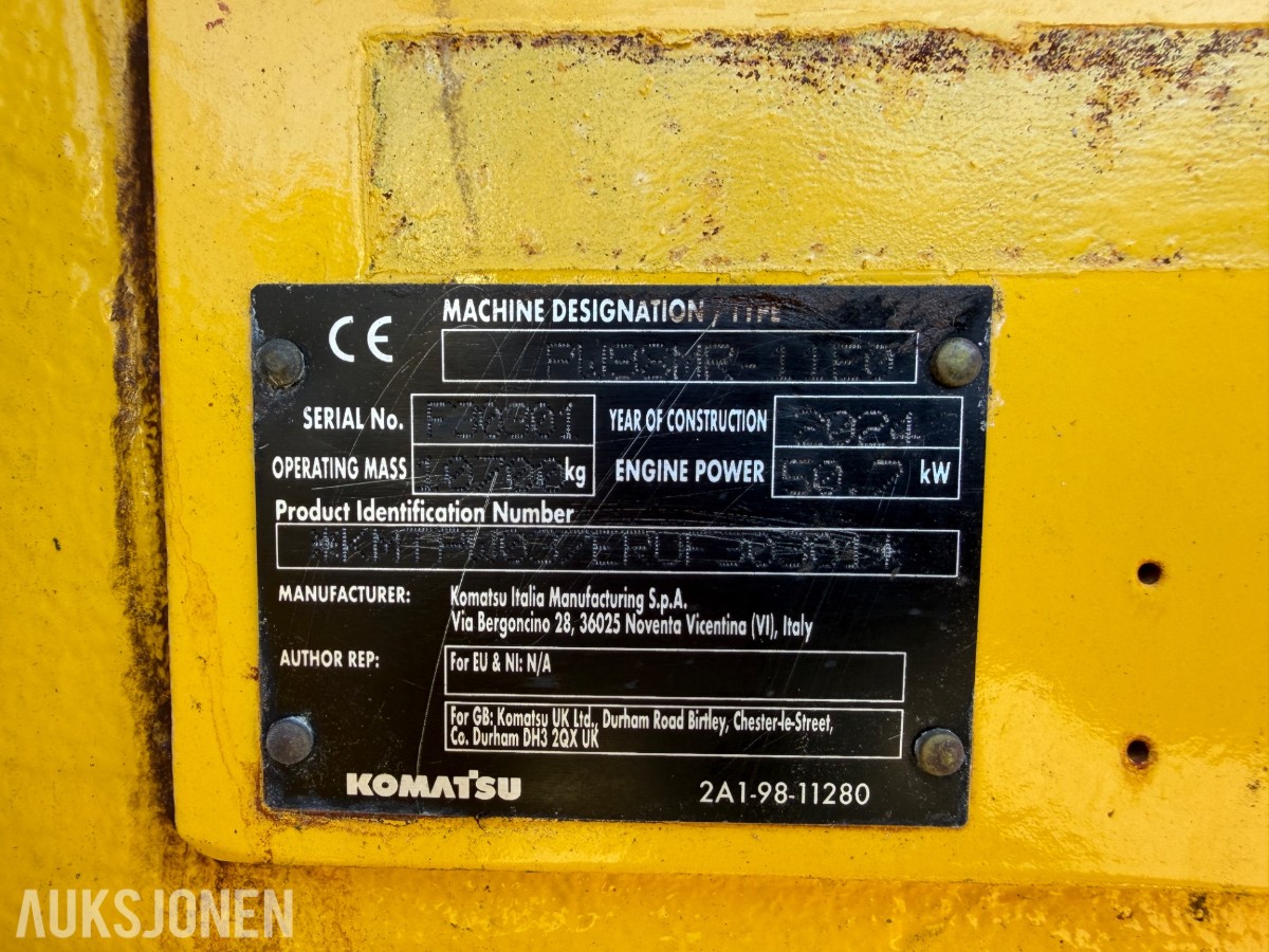 2024 Komatsu PW98 MR Hjulgraver med knekkbom, skjær, støttelabber, og fast sorteringsklype - Kun 1095 timer
