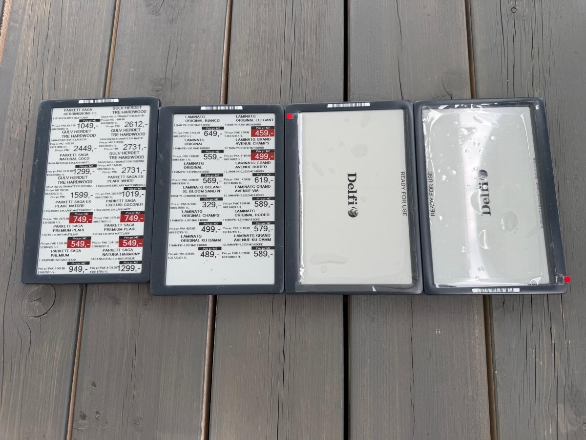 Digitale prislapper - Fremtiden for all detaljhandel - Delfi/Breece Chroma-4 elektroniske hylleetiketter med tilbehør - 