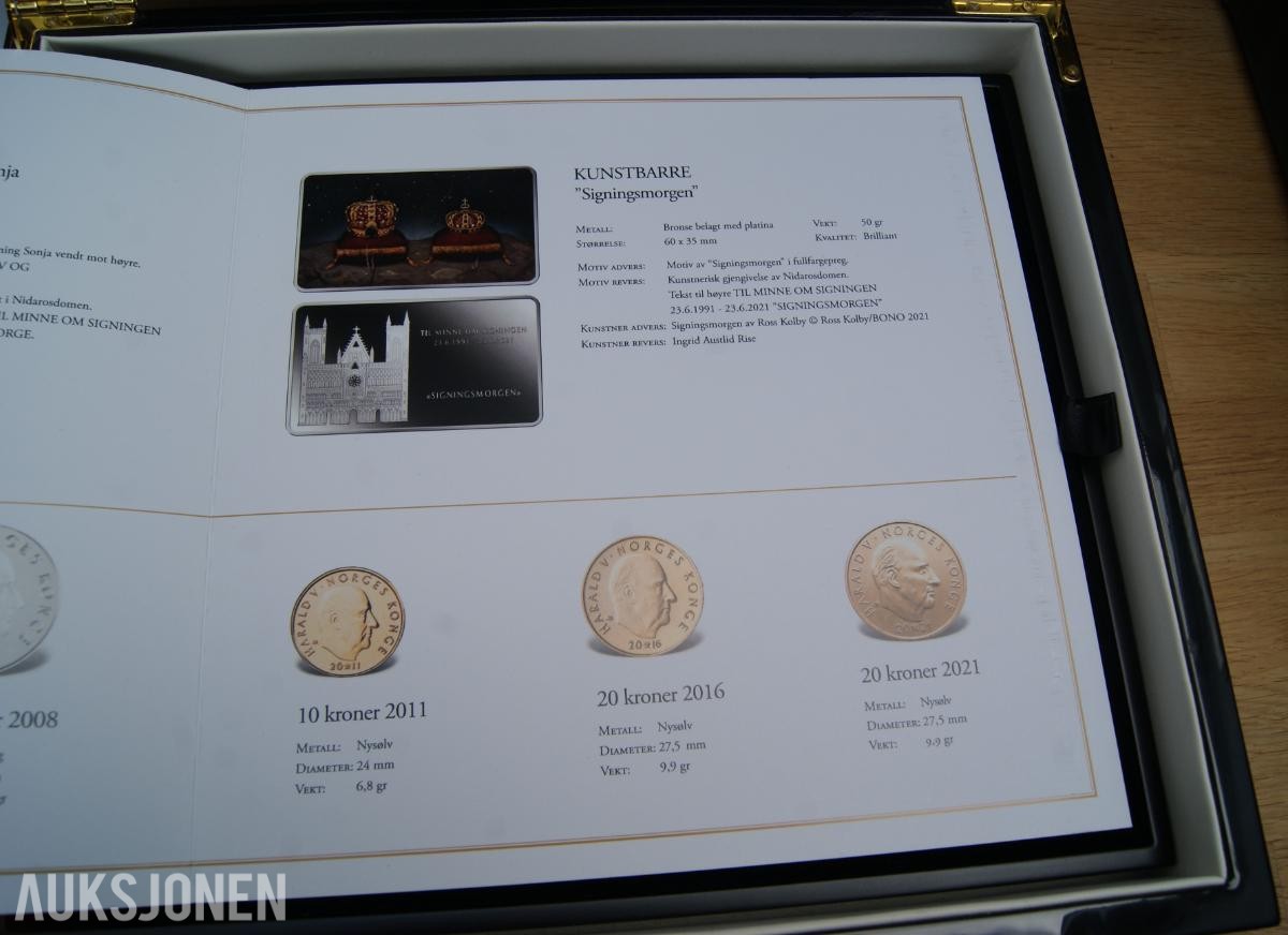 SØLV MYNTER/MEDALJER = SIGNINGEN AV KONG HARALD V 30 ÅR 1991-2021!