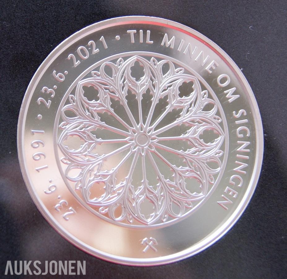 SØLV MYNTER/MEDALJER = SIGNINGEN AV KONG HARALD V 30 ÅR 1991-2021!
