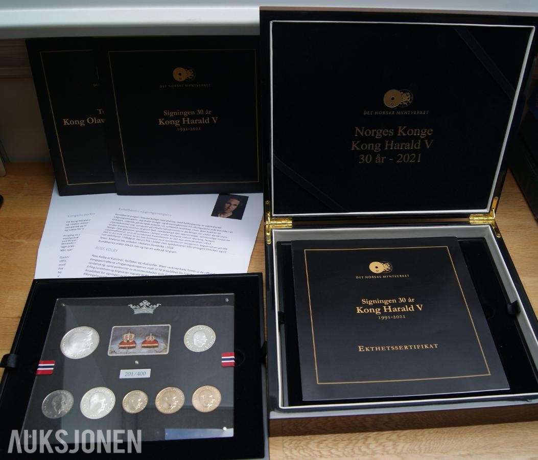 SØLV MYNTER/MEDALJER = SIGNINGEN AV KONG HARALD V 30 ÅR 1991-2021!