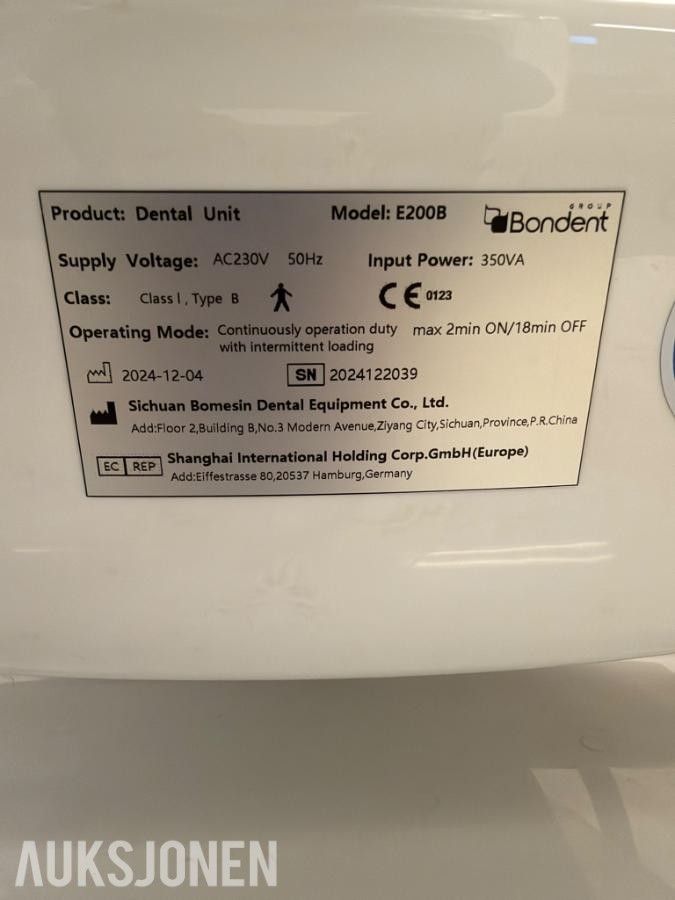 NY Bondent E200B dentalunit med LED operasjonslampe