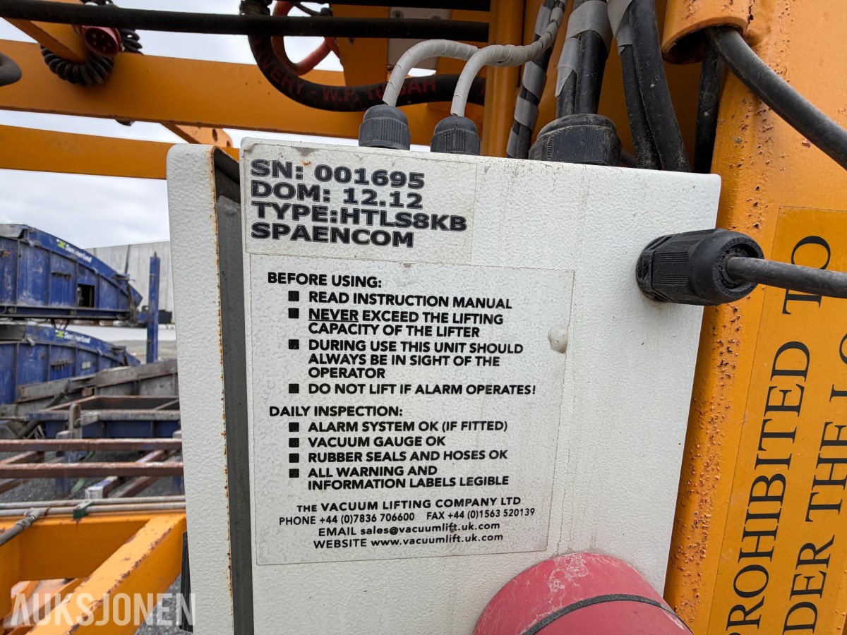 1997 Vacuum Lifting Company Vakuumløfter / 8 tonn løftekapasitet / Sertifisert