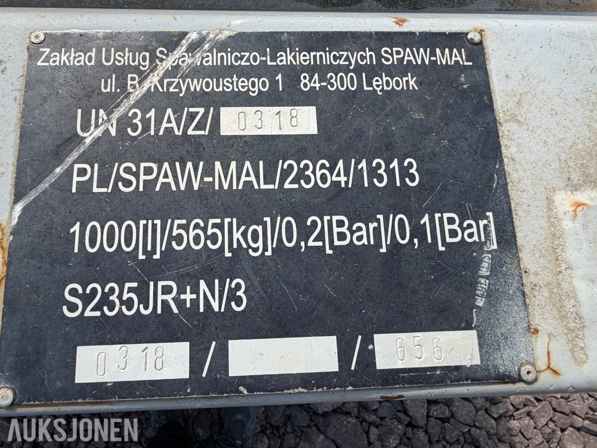 2018 SK TANKEN 1000L Dieseltank