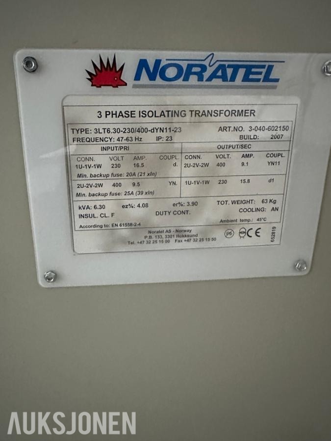 2007 Noratel 3LT6.30-230/400-dyn11-23