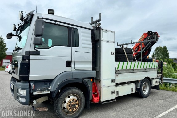 2014 MAN TGM  13.290 linjebil med kran og mannskapskurv