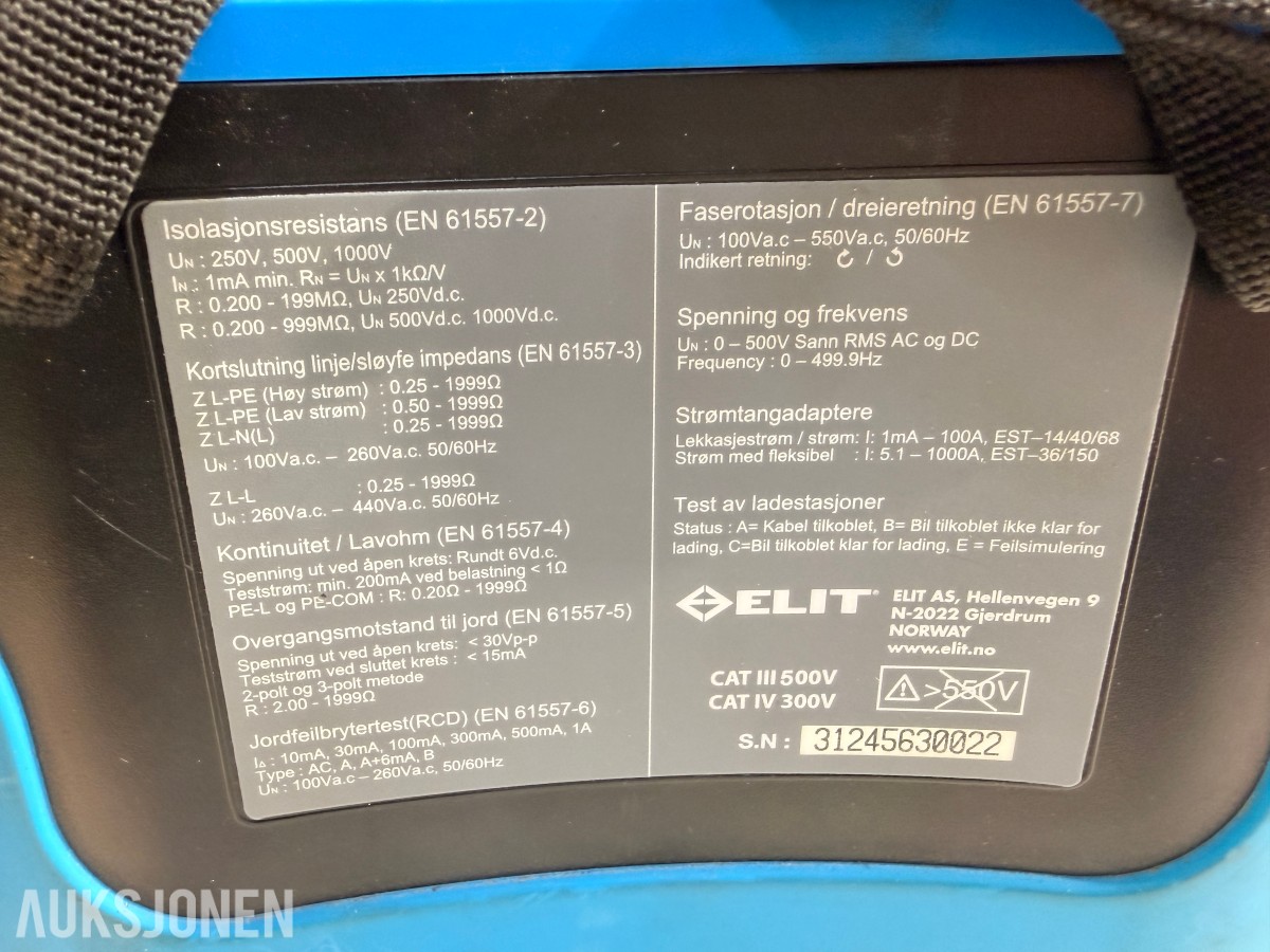 ELIT EuroMaster AutoEv installasjonstester med EV-pluggadapter og tilbehør