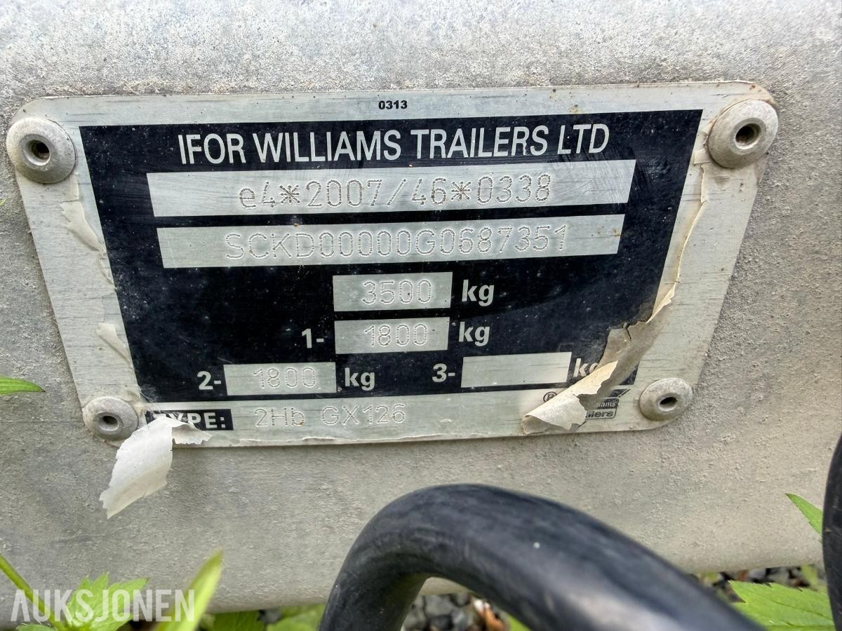 2016 Ifor Williams GX126 Maskinenger – 3500kg, 120cm rampe