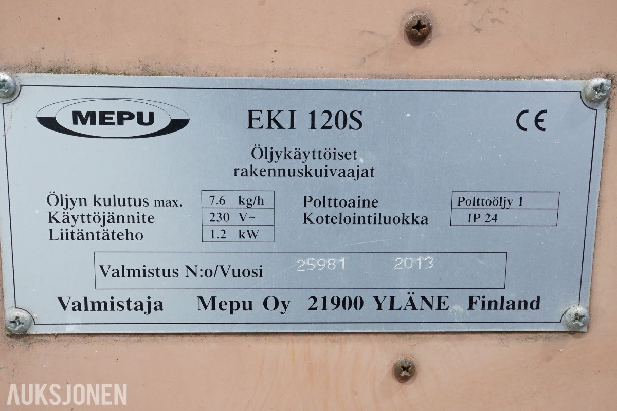 Mepu EKI 120S oljefyrt byggtørker / varmluftsaggregat 120 kW