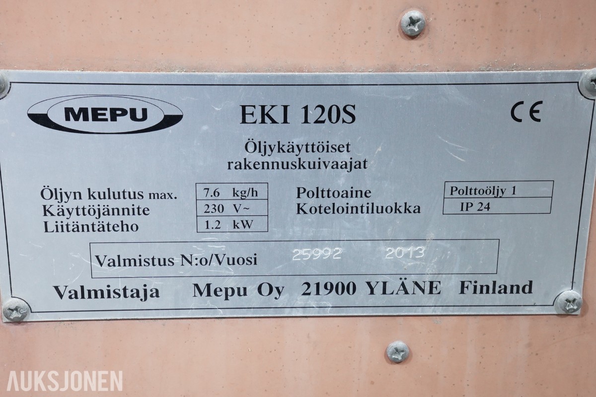 2013 Mepu EKI 120S oljefyrt byggtørker / varmluftsaggregat 120 kW