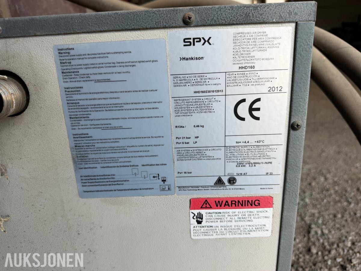 Tamrotor FS 15/8 skruekompressor m/1000 liters trykktank og kjøletørke