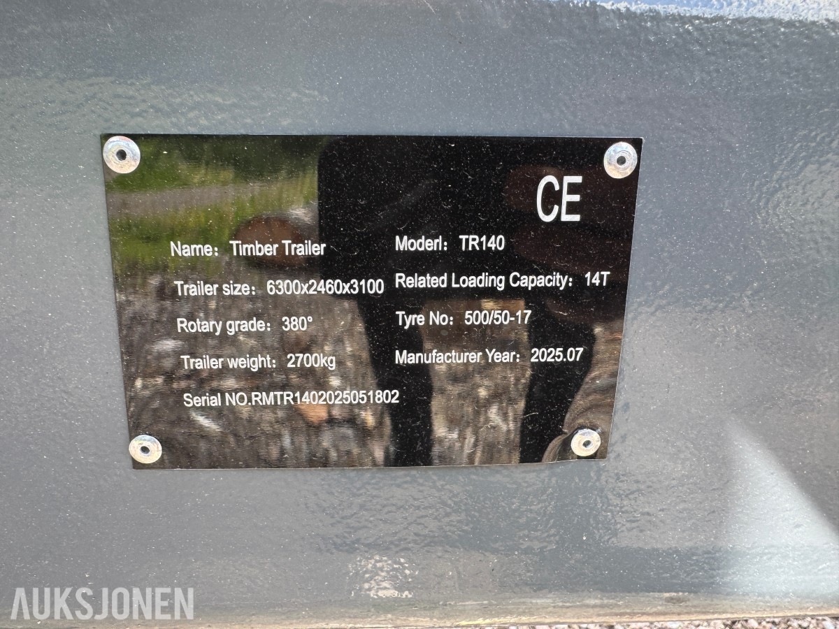 2025 Timber Trailer TR-140 - Lastebærer med kran, radio / fjernkontroll