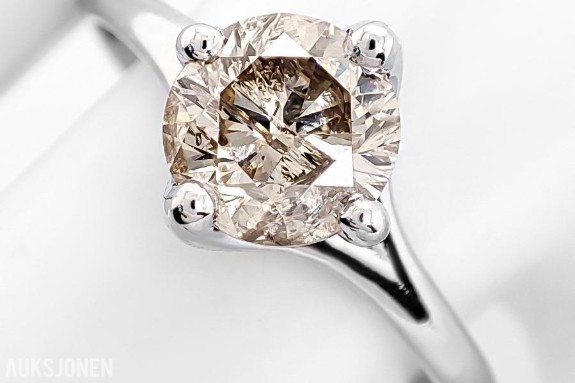 2026 NY enstens diamantring i 14K hvitt gull – 1,13 Karat med GCI-sertifikat  + norsk takst Str 54