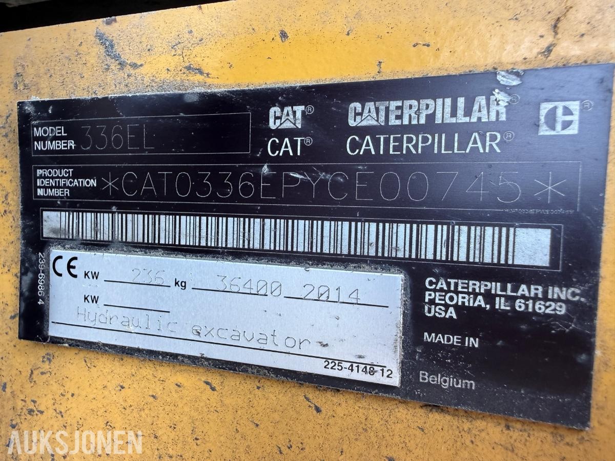 2014 Cat 336E Gravemaskin m/Sentralsmøring