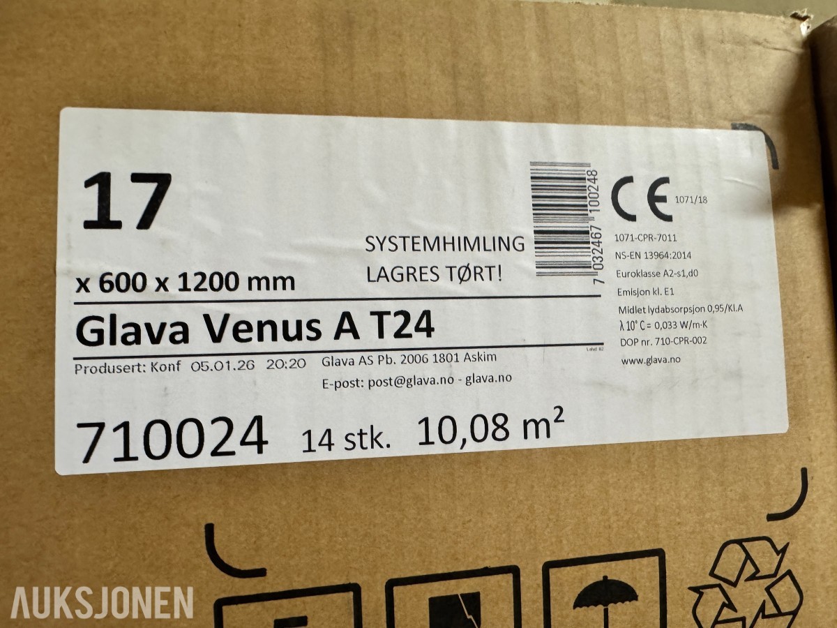 2 paller Glava Venus A T24 17x600x1200 systemhimlling