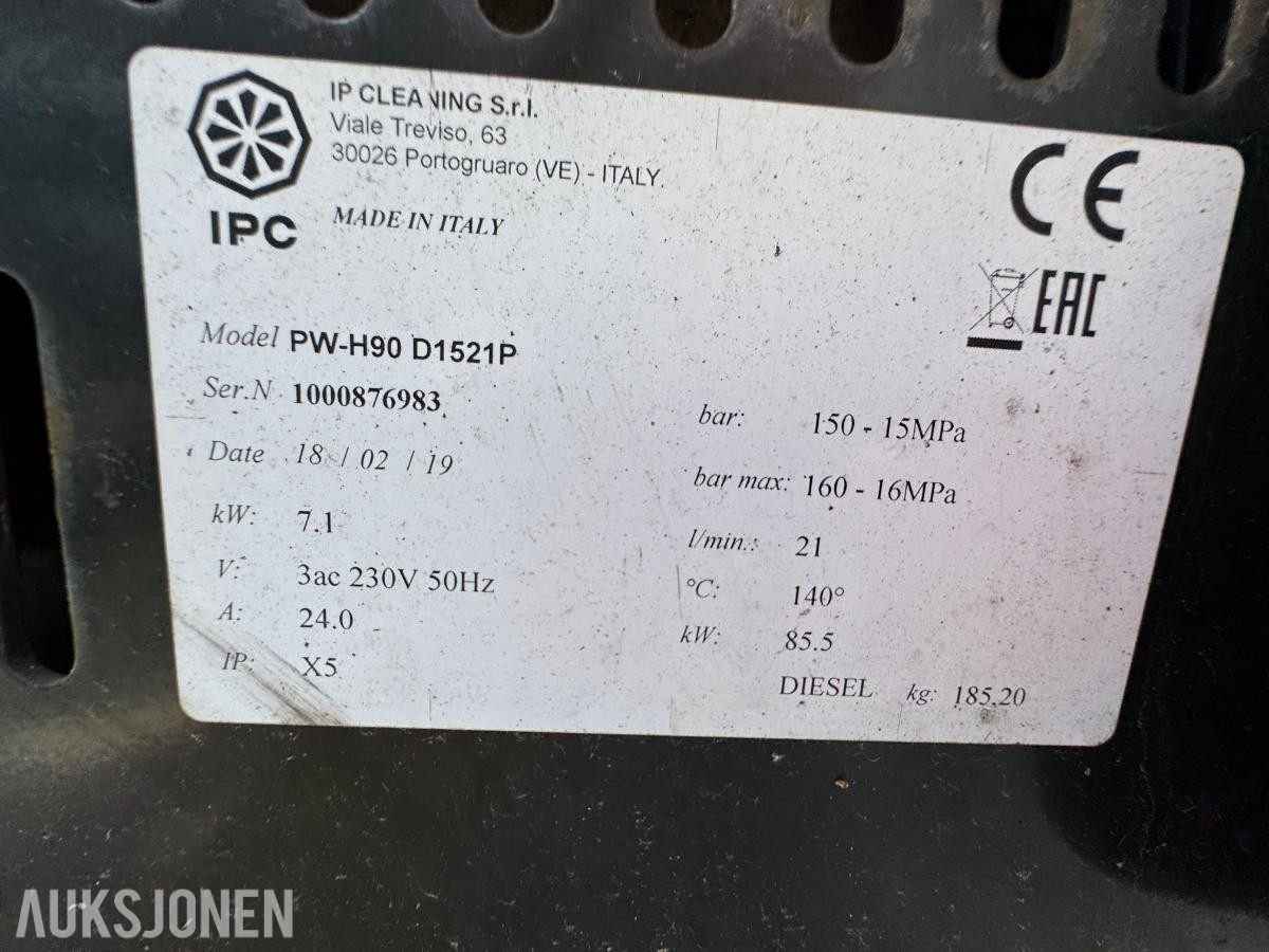 2019 Foma PW-H90 D1521P varmtvannsvasker