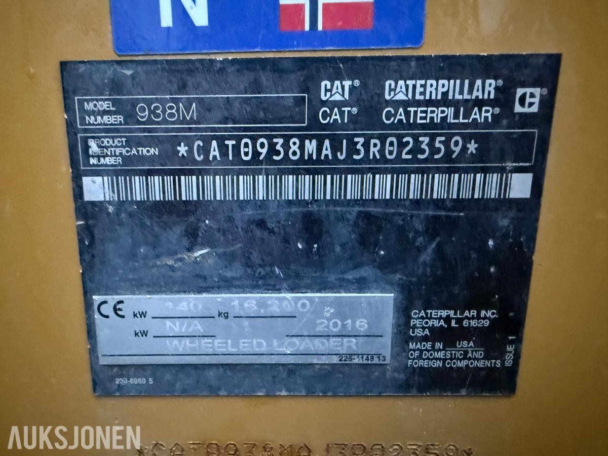 2016 Cat 938M Hjullaster m/Slagkraft klippeaggregat