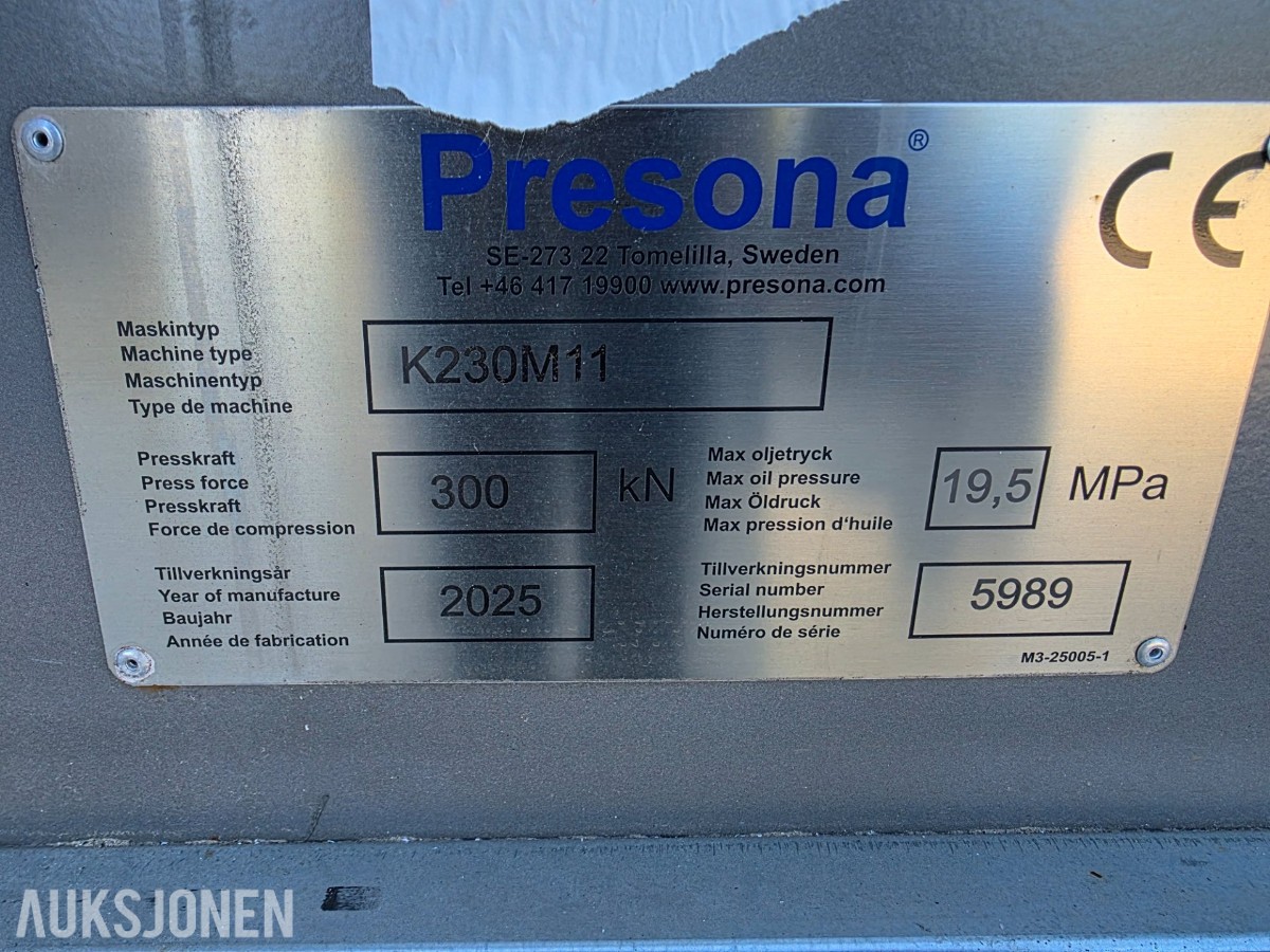 2025 Presona avsug Komprimator Anlegg