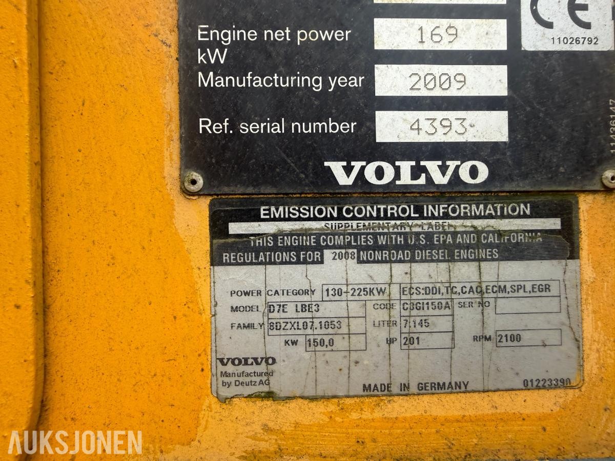 2009 Volvo L110F HJULLASTER SKUFF SENTRALSMØRING 3. og 4.FUNKSJON