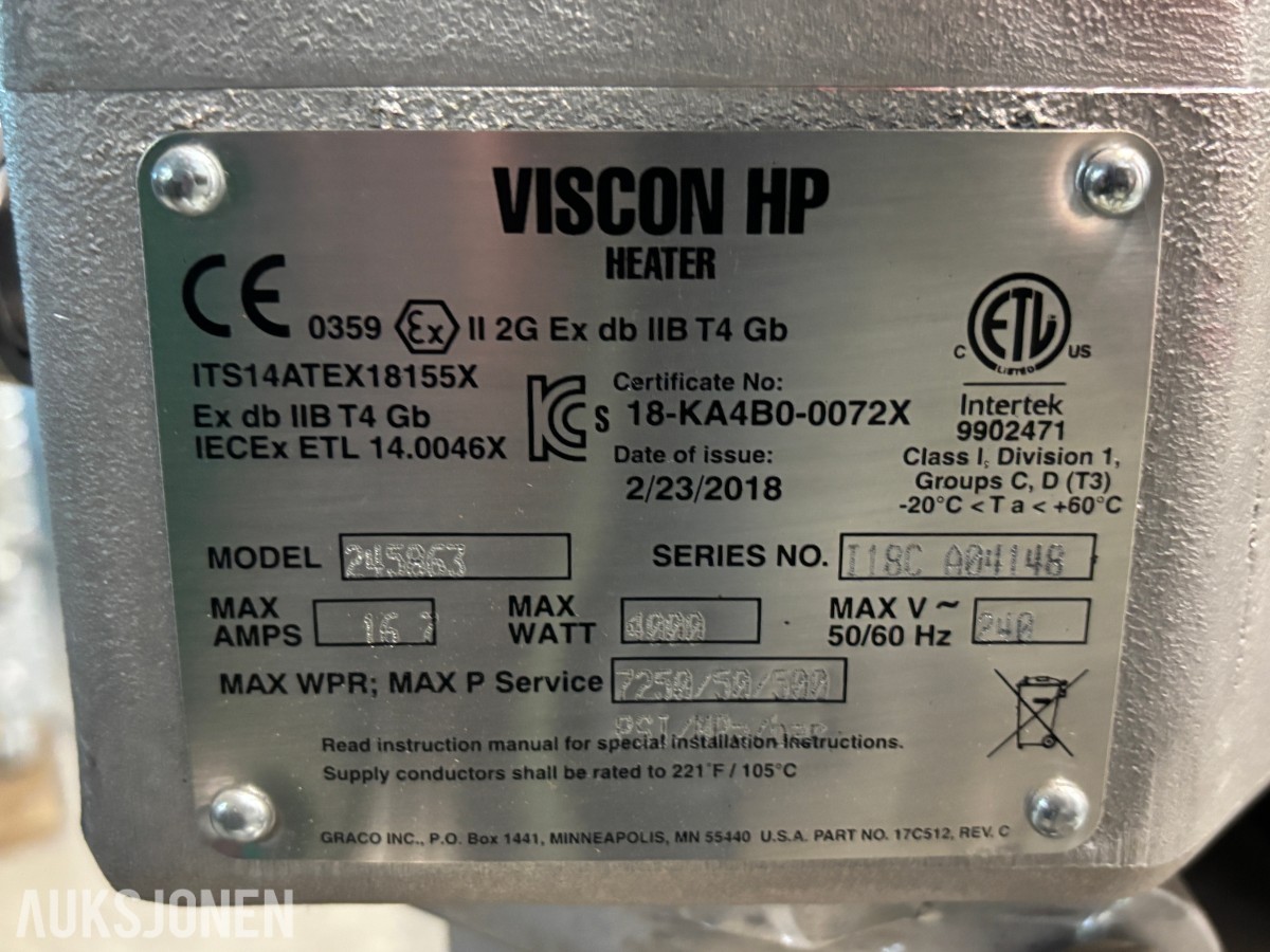 Graco Merkur sprøytesystem med Viscon HP væskevarmer – Ubrukt