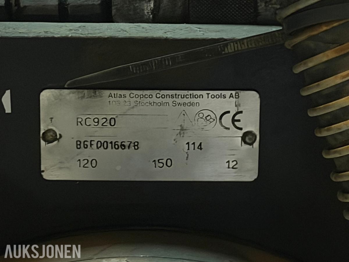 Atlas Copco RC920 hydraulisk vibroplate / komprimeringsplate / S60 feste