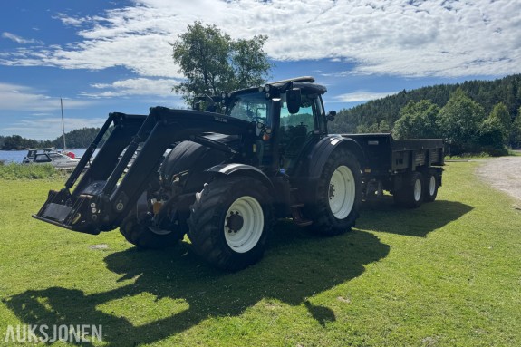 2019 Valtra N174 Twin Track - Directmed Richard Western WF12DLH dumperhenger - Frontlaster - Snubart sete - Vinterhjul med pigg - Front PTO
