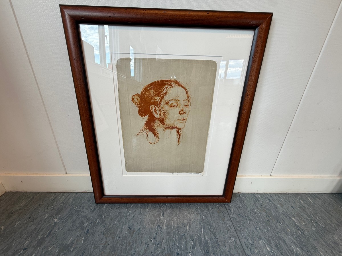 Innrammet litografi «God variant» – signert – 68 × 57 cm