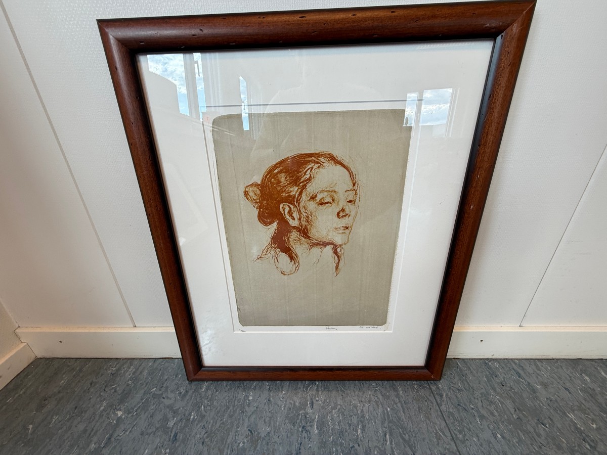 Innrammet litografi «God variant» – signert – 68 × 57 cm