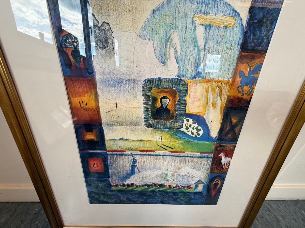 Signert og nummerert grafisk trykk – innrammet – 68 × 57 cm