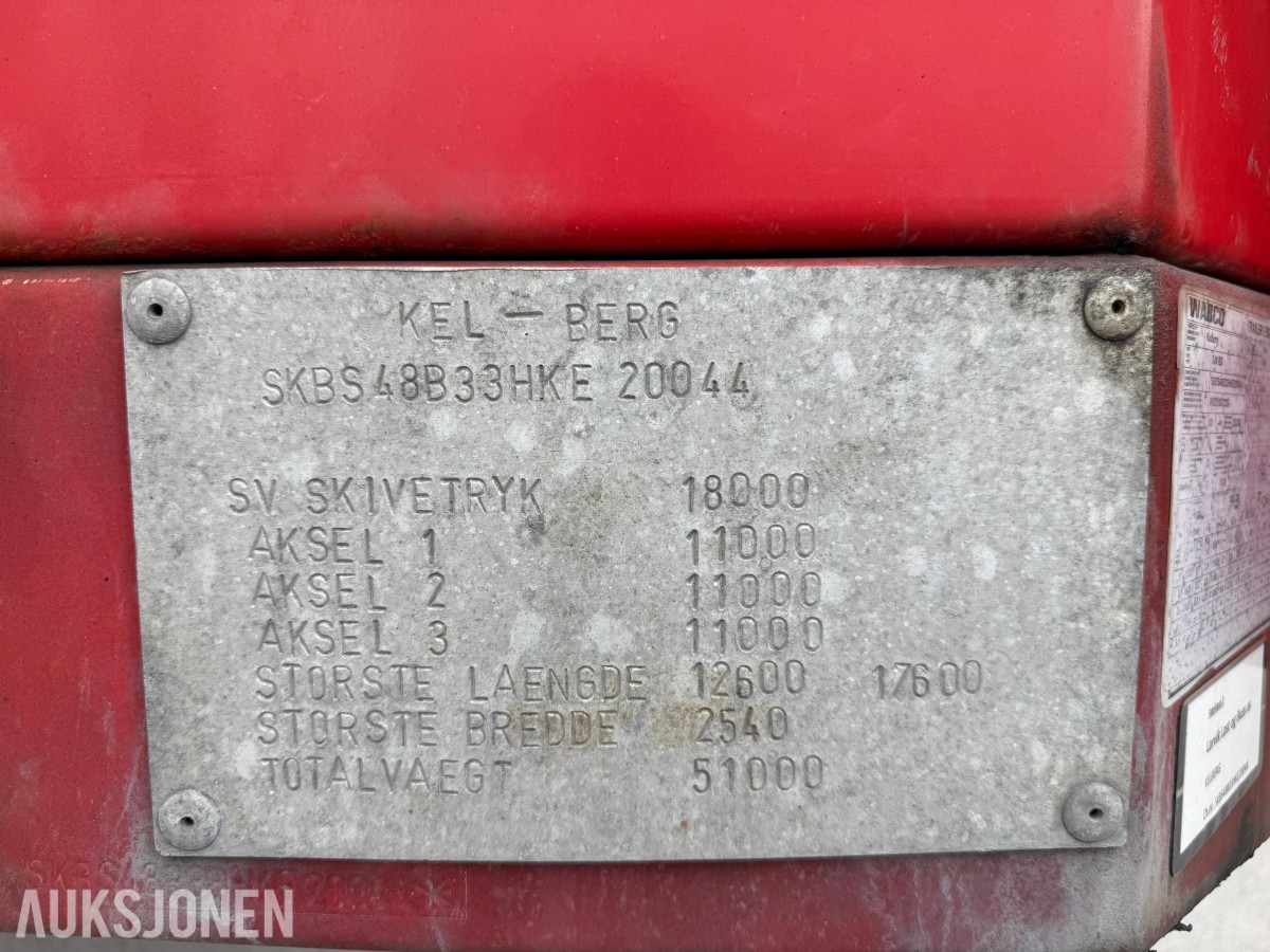 2019 Kel-Berg 3-akslet semitralle med uttrekk, TRIDEC, fjernkontroll