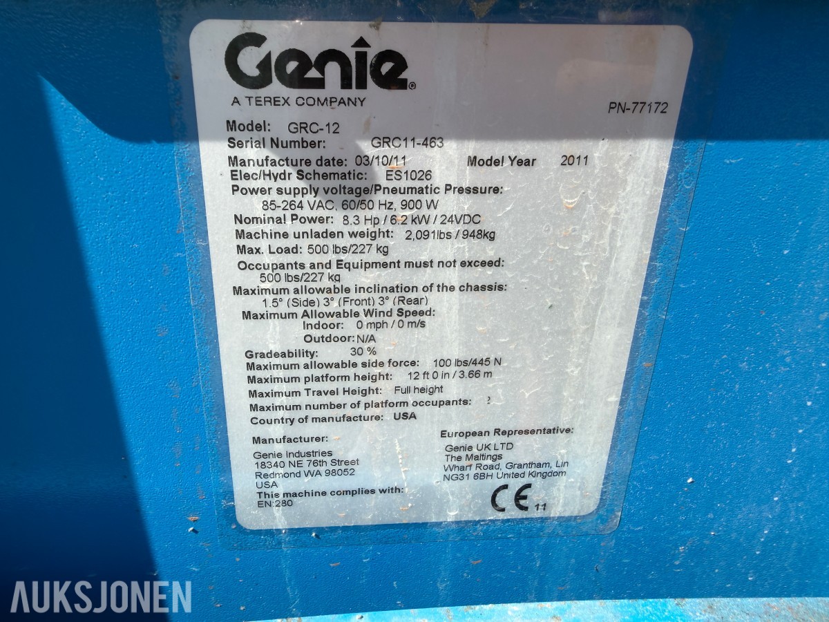 2011 Genie GRC-12