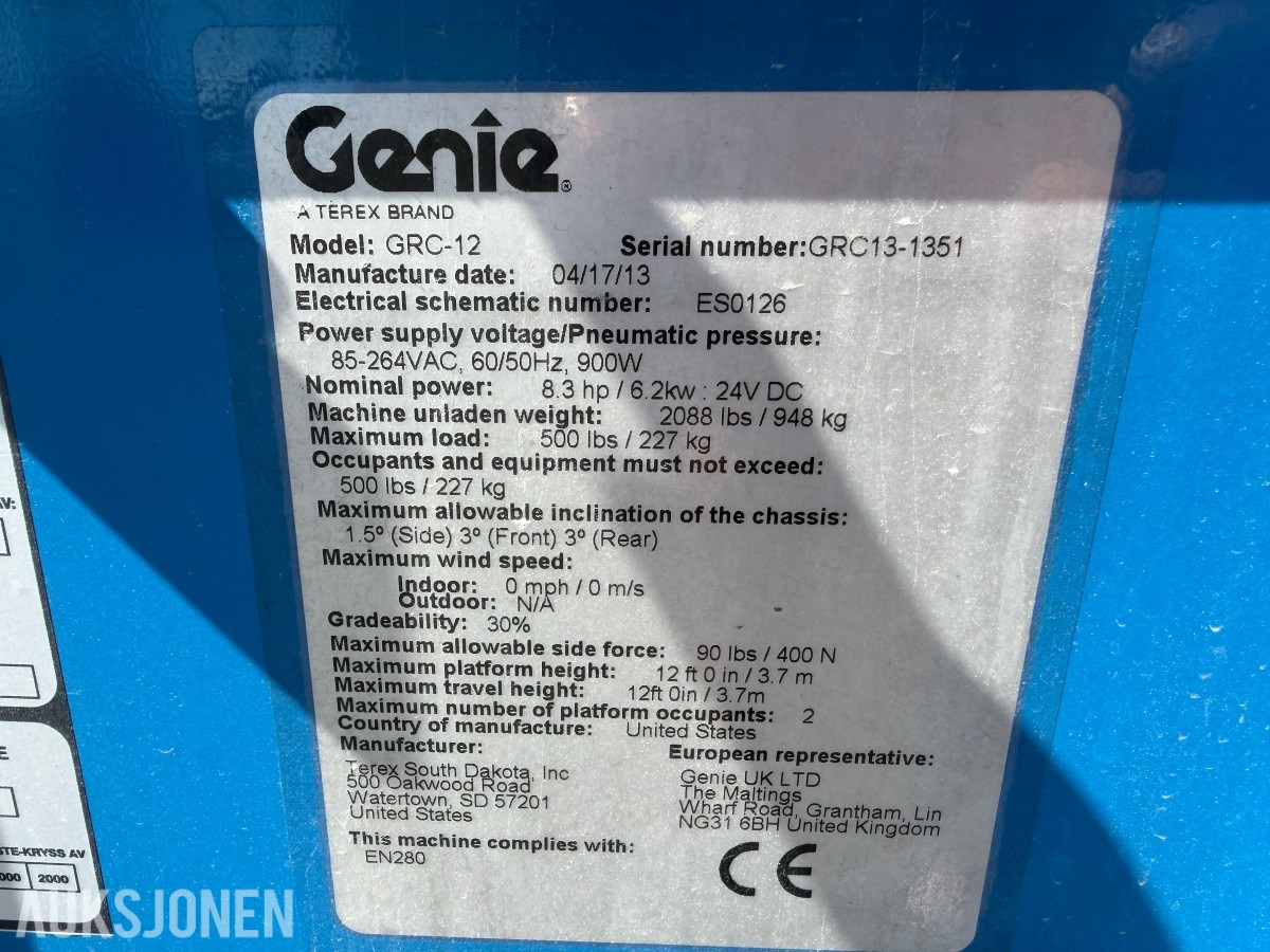 2013 Genie GRC 12 - 5,5m mastelift