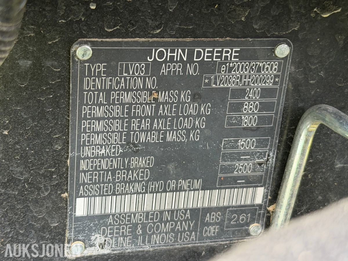 2017 John Deere 2036R – 499 timer – Lukket hytte – 4WD – Klippeaggregat 60D