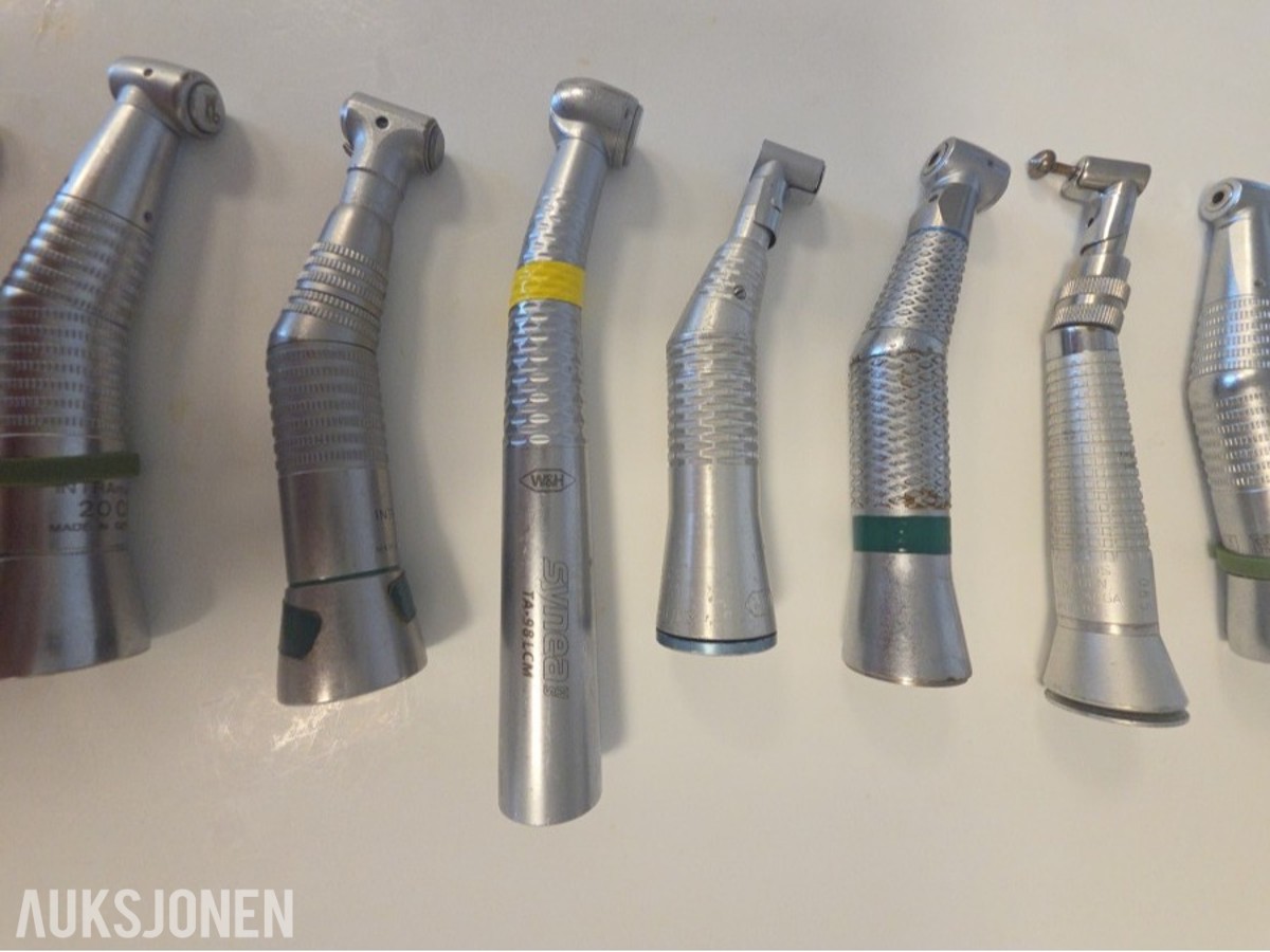 8 stk dentale håndstykker / vinkelstykker og turbiner – W&H m.fl.