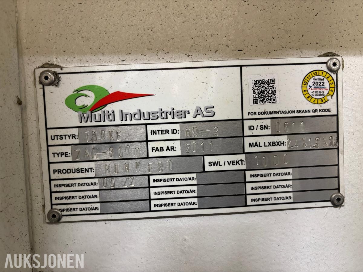 2011 Clemco Munkebo M.D-1 industriell adsorpsjonstørke  / tørkeanlegg – 400V –