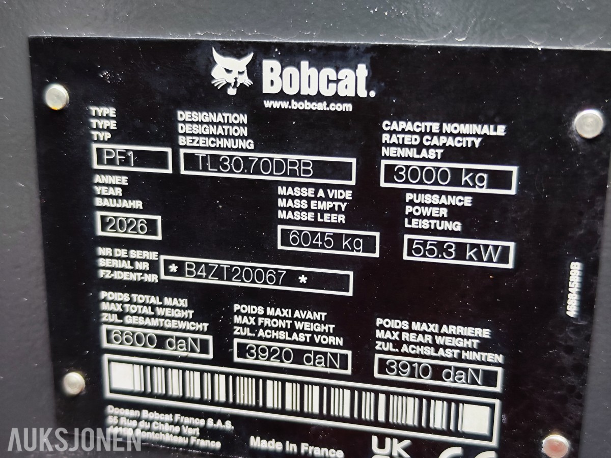 2026 Bobcat TL30.7 Skyvemast truck 6,7m ny med pallegaffel skuffe
