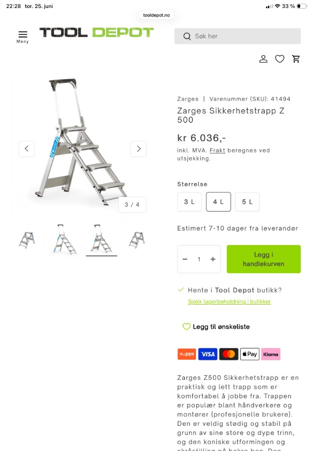 Zarges z500 41494 stige sikkerhetstrapp