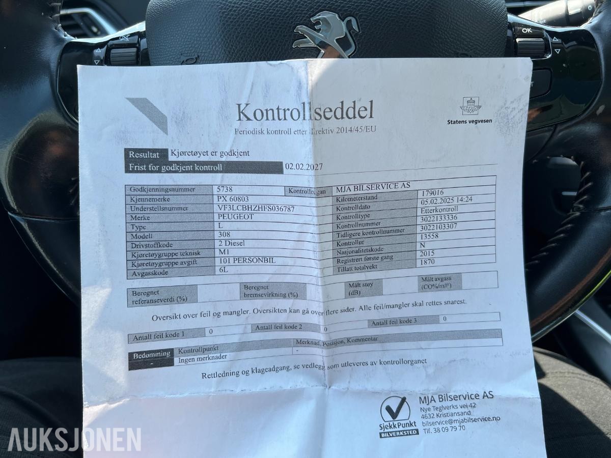 2015 Peugeot  308 1.6-120 D