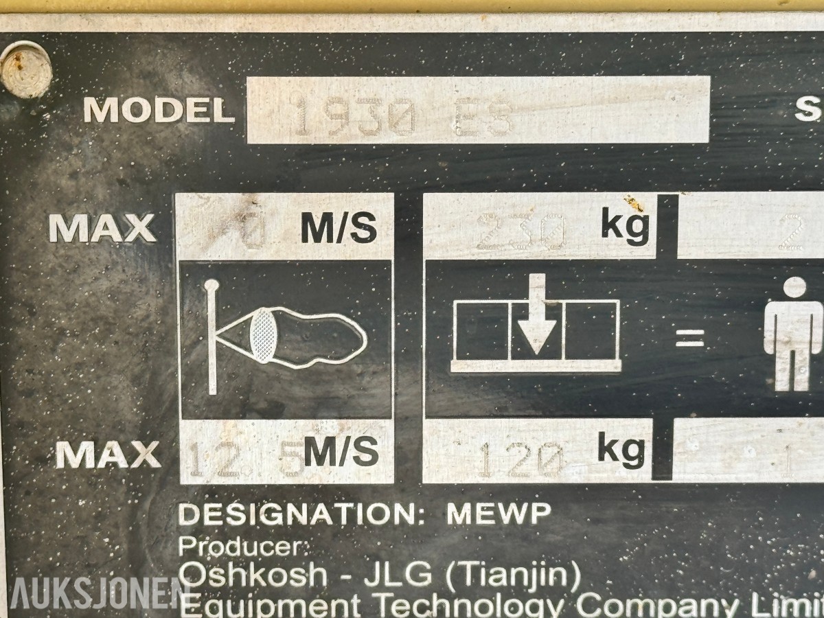 2016 - JLG 1930ES elektrisk sakselift