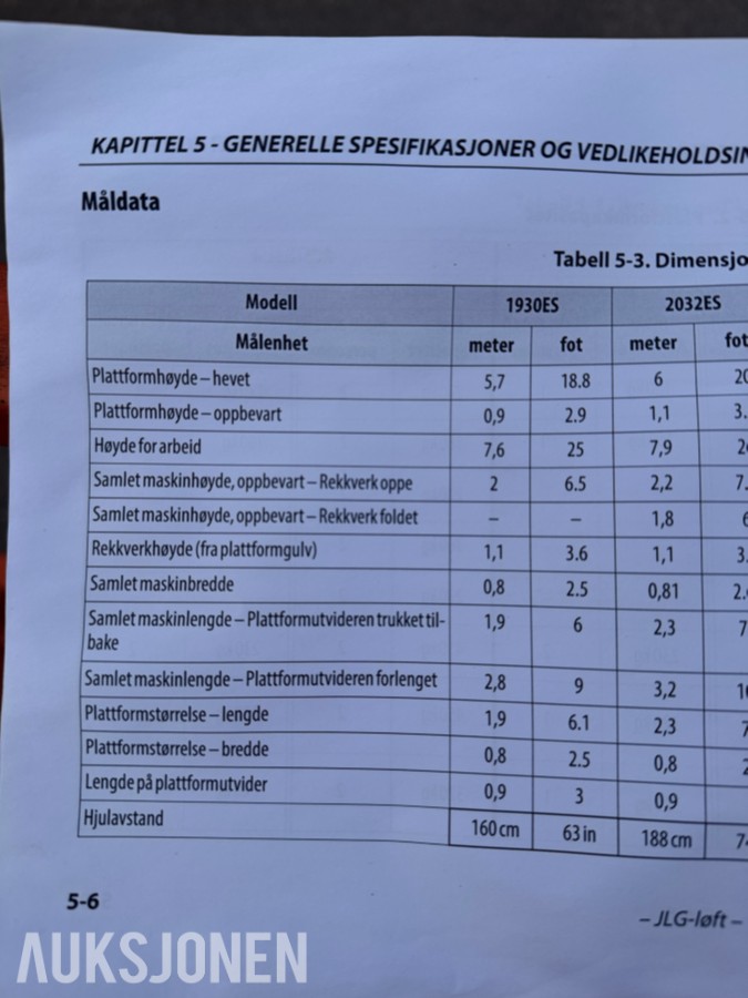 2016 - JLG 1930ES elektrisk sakselift