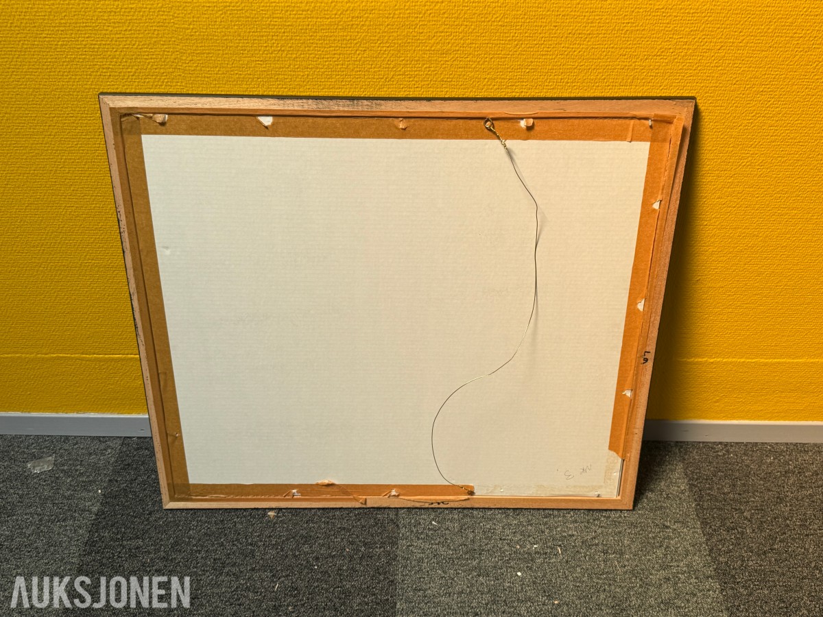 2 innrammede abstrakte kunsttrykk med sort ramme