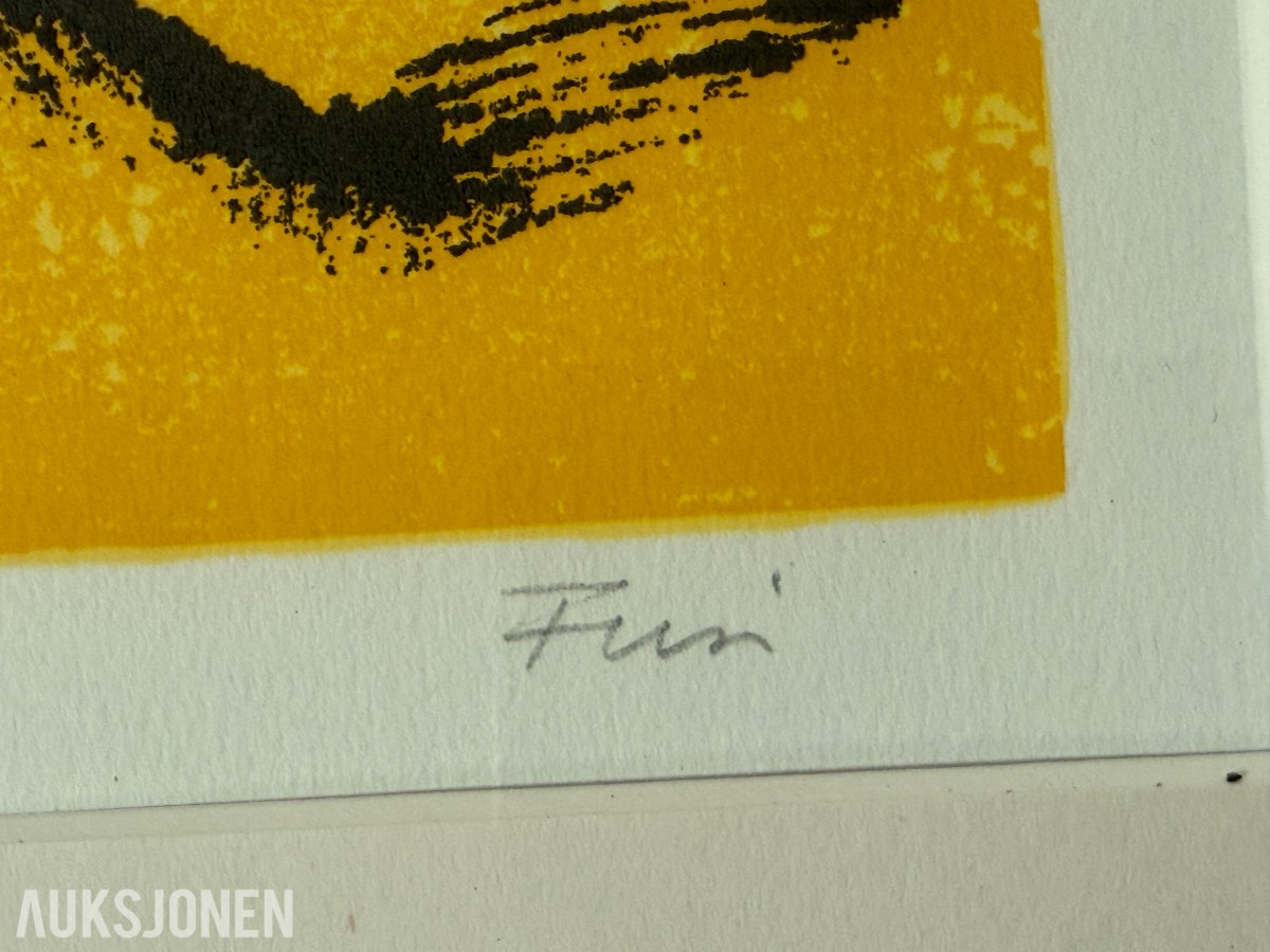 3 innrammede signerte serigrafier av Walter Fusi