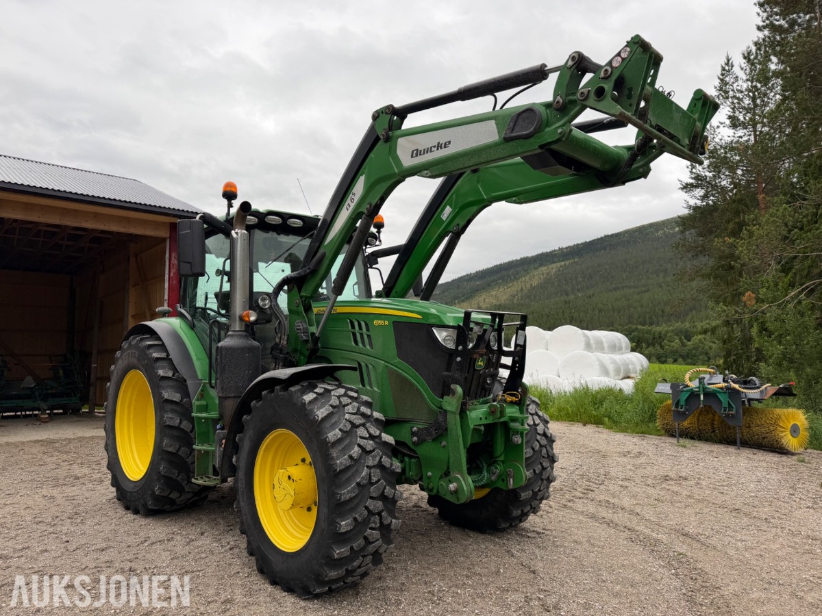 2018 John Deere 6155 R m/frontlaster og fronthydraulikk 50km/t EU-ok