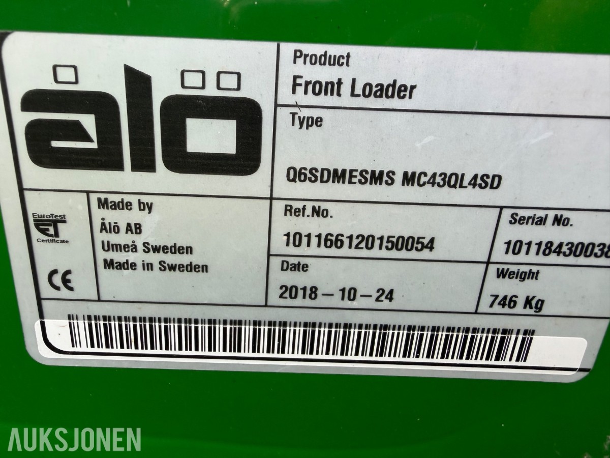 2018 John Deere 6155 R m/frontlaster og fronthydraulikk 50km/t EU-ok